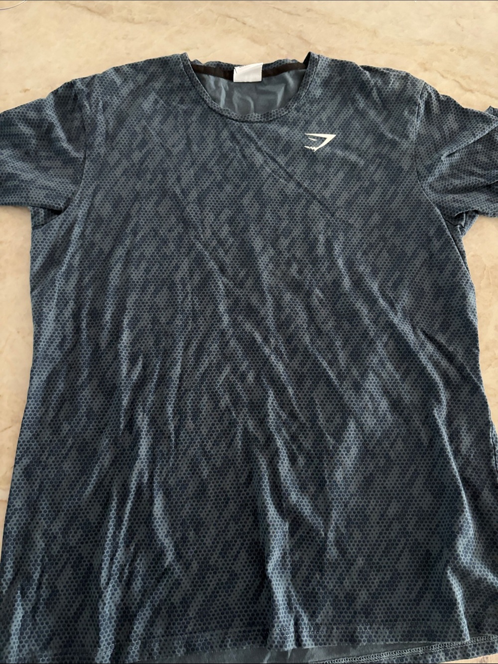Gymshark Men's Short Sleeve Navy Micro-Pattern Performance Tee